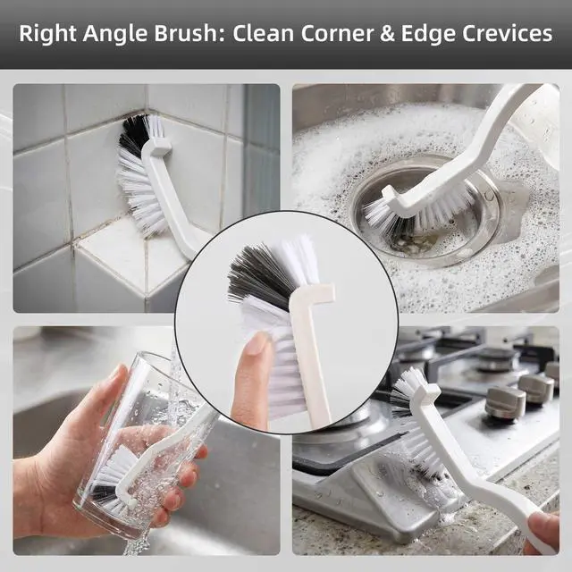 Alt view image 4 of 7 - Crevice Cleaning Brush, Hard Bristle Cleaning Tool with Scraper, Grout Brush kit for Bathroom, Kitchen, Sink, Faucet, Window Grooves, Bottles, Blenders, 12Pcs