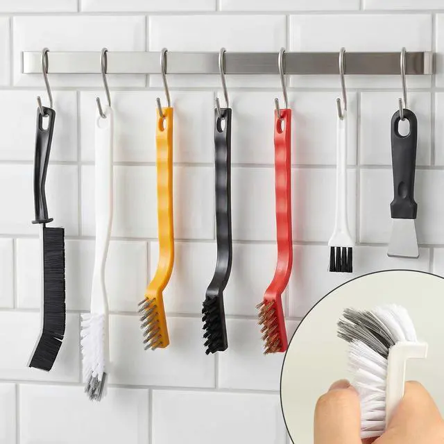Alt view image 6 of 7 - Crevice Cleaning Brush, Hard Bristle Cleaning Tool with Scraper, Grout Brush kit for Bathroom, Kitchen, Sink, Faucet, Window Grooves, Bottles, Blenders, 12Pcs