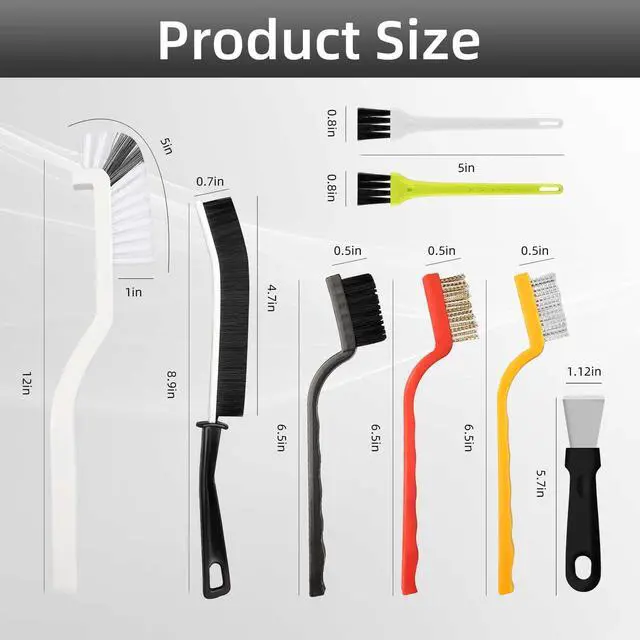 Alt view image 7 of 7 - Crevice Cleaning Brush, Hard Bristle Cleaning Tool with Scraper, Grout Brush kit for Bathroom, Kitchen, Sink, Faucet, Window Grooves, Bottles, Blenders, 12Pcs