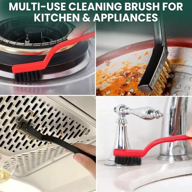 Alt view image 5 of 7 - 8 Pcs Crevice Cleaning Brush Set Hard Bristle Cleaning Tools for Grout, Gaps & Narrow Spaces Multi-Purpose Grout Brush, for Cleaning Bathroom, Shower, Window Tracks, Kitchen