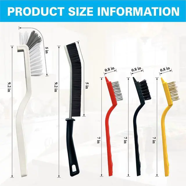 Alt view image 2 of 7 - 8 PCS Crevice Cleaning Brush Set, Hard Bristle | Small Scrub Brushes, Deep Cleaning Supplies for Kitchen, Bathroom, Grout, Bottle, Corners &Tight Spaces