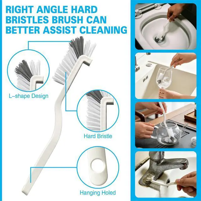 Alt view image 4 of 7 - 8 PCS Crevice Cleaning Brush Set, Hard Bristle | Small Scrub Brushes, Deep Cleaning Supplies for Kitchen, Bathroom, Grout, Bottle, Corners &Tight Spaces