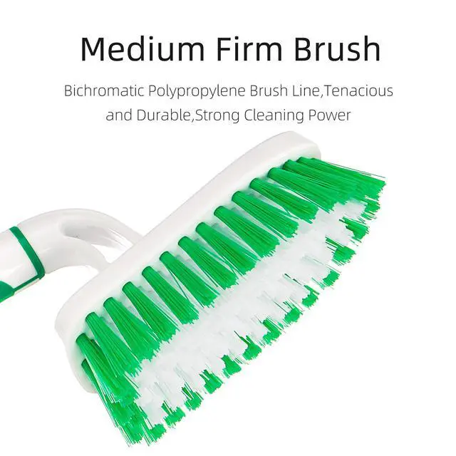 Alt view image 4 of 7 - 2-Pack Scrub Brush for Cleaning with Long Handle, White&Green | Medium Firm Bathroom Cleaning Supplies, Bathtub and Shower Cleaner Brush, Multi-Scene Use for Kitchen or Carpet Cleaning