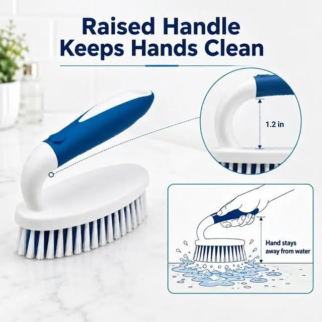 Alt view image 5 of 7 - 2 Pack Scrub Brushes with Stiff Bristles | Scrubbing Brush for Carpet, Shower, Bathtub, Kitchen, Pool Tile, Bathroom Scrubber
