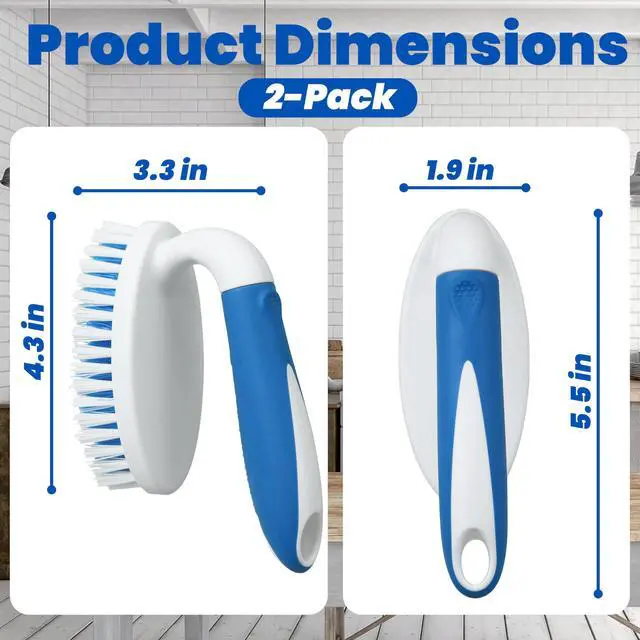 Alt view image 2 of 7 - 2 Pack Scrub Brushes with Stiff Bristles | Scrubbing Brush for Carpet, Shower, Bathtub, Kitchen, Pool Tile, Bathroom Scrubber