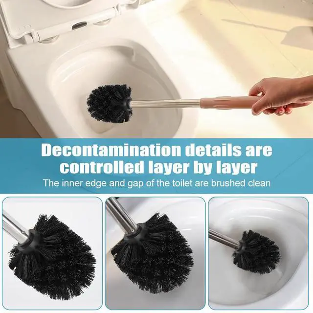 Alt view image 6 of 7 - 2PCS Toilet Bowl Brush Replacement Head, Toilet Brush Head Replacement with Durable Stiff Bristles, Cleaning Tool for Home Hotel Bathroom (Color:Black)
