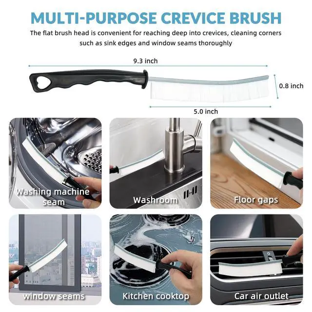 Alt view image 3 of 7 - Hard Bristle Crevice Cleaning Brush, Versatile Scrub Tool for Kitchen, Window, Vehicle, Faucets,Grout, Household Use, and Bathroom 6 Pack Color Black and White