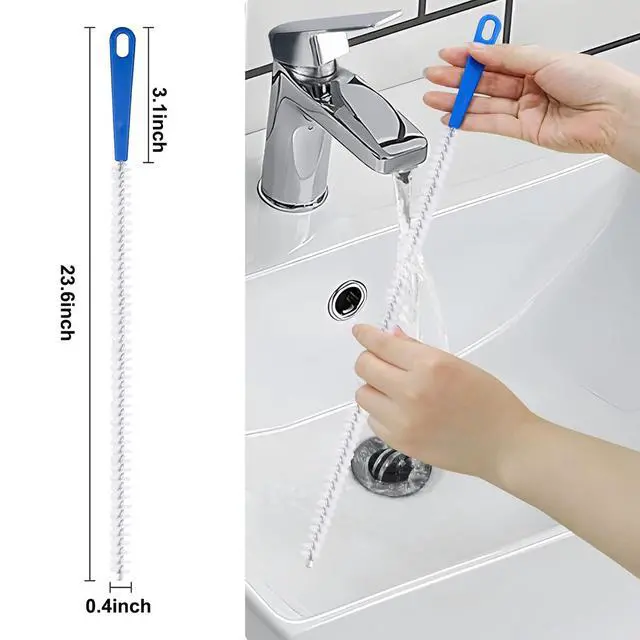 Alt view image 3 of 6 - Drain Cleaning Brush 2pack,Clog Remover 23.6inch,Drain Hair Remover Tool | Pipe Brush Cleaner with Nylon Bristles, Sink Drain Cleaner for Toilet, Kitchen Sink, Bathroom Tub, Shower,Sewer Drain