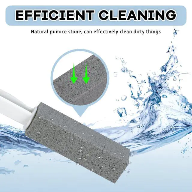 Alt view image 3 of 7 - 2 Packs Pumice Cleaning Stone with Extra Long Handle, Pumice Stone for Toilet Bowl Cleaning for Cleaning Toilets, Bathtubs, Grills, Swimming Pools, Sinks