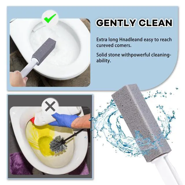 Alt view image 4 of 7 - 2 Packs Pumice Cleaning Stone with Extra Long Handle, Pumice Stone for Toilet Bowl Cleaning for Cleaning Toilets, Bathtubs, Grills, Swimming Pools, Sinks