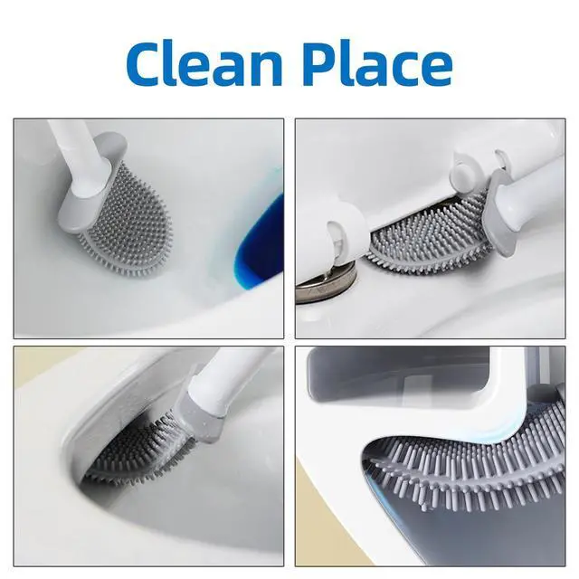 Alt view image 3 of 4 - Silicone Toilet Brush,Toilet Bowl Brush,Toilet Brush and Holder Set,Rv Toilet Cleaner Brush Wall Mounted for BathroomRV Travel Trailers and Campers