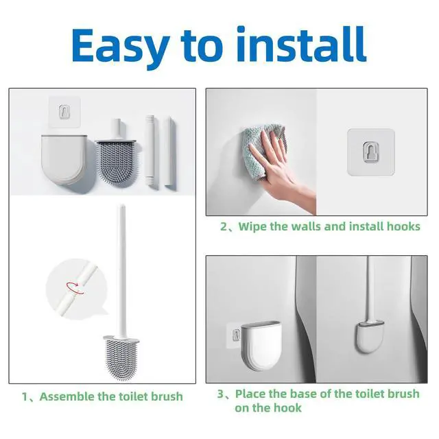 Alt view image 4 of 4 - Silicone Toilet Brush,Toilet Bowl Brush,Toilet Brush and Holder Set,Rv Toilet Cleaner Brush Wall Mounted for BathroomRV Travel Trailers and Campers