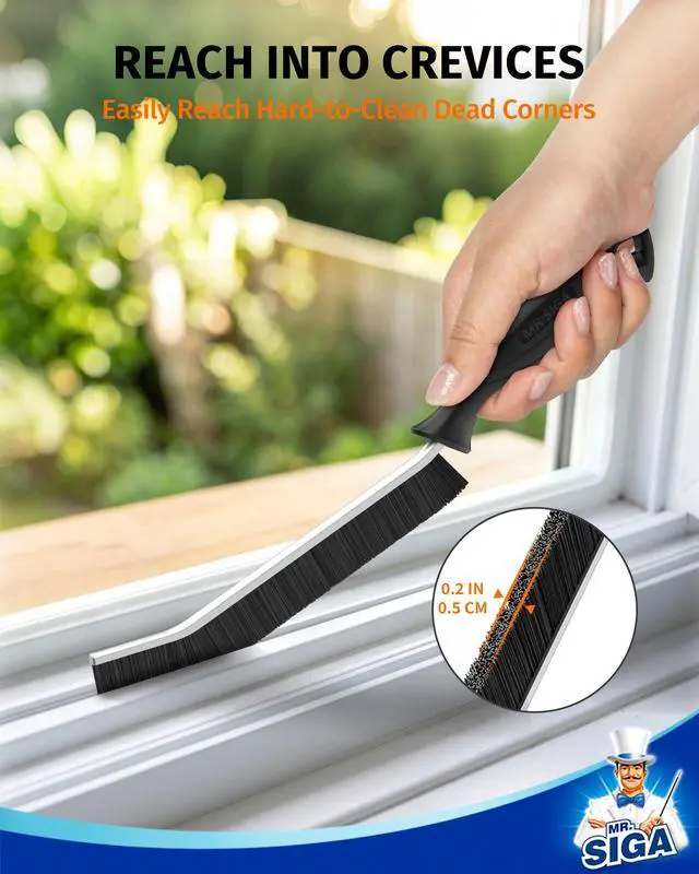 Alt view image 3 of 7 - Crevice Cleaning Brush, Grout Scrub Brush for Corners, Tight Spaces | Hard bristles, Heavy duty and flexible, for deep cleaning of hard to reach areas of kitchen and bathroom, 3 pack, black