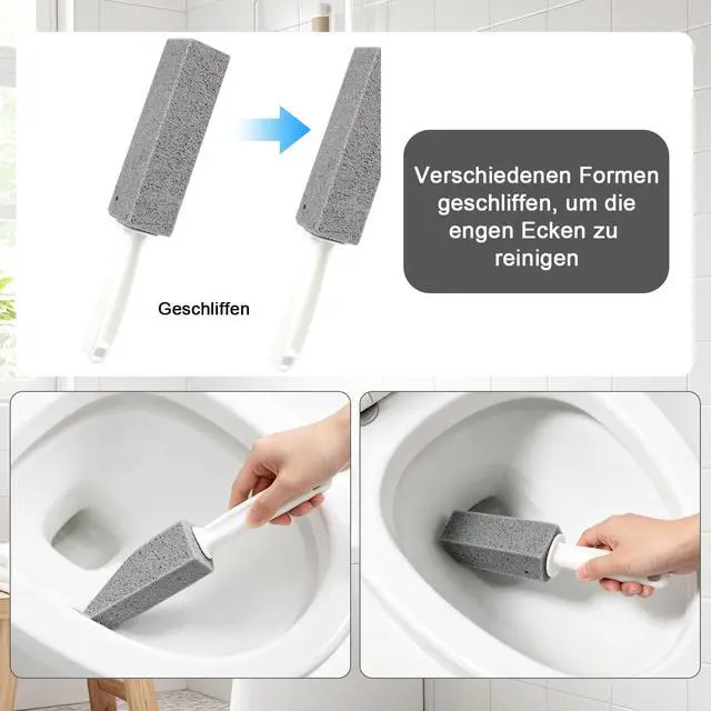 Alt view image 5 of 7 - 4 Pack Pumice Stone for Toilet Bowl Cleaning with Handle,Scouring Stick Remove Toilet Bowl Hard Water Rings, Calcium Buildup and Rust for Cleaning Toilet,Bathroom,Kitchen Sink,Grill2 Gray, 2 White
