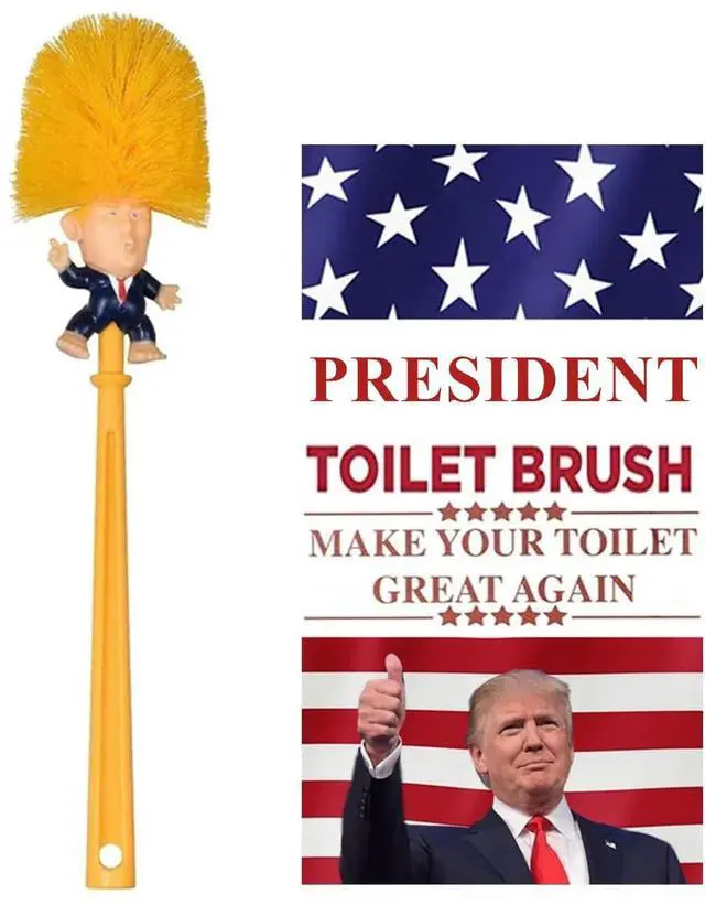 Main image of Toilet Brush, Great Gag Gift, Fun Design, Premium Quality Toilet Bowl Brush with Solid Handle and Durable Bristles for Bathroom Cleaning, Political Satire Products