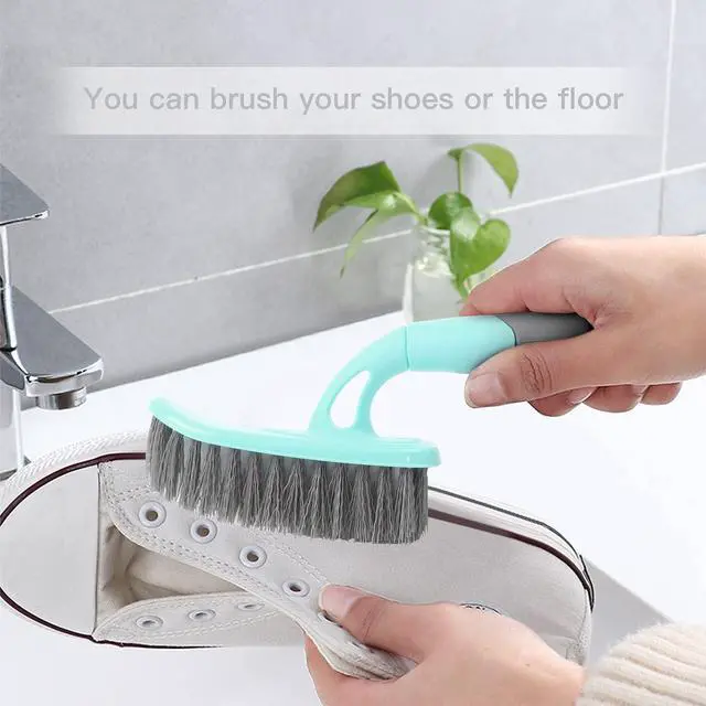 Alt view image 3 of 6 - Scrub Brush, Cleaning Shover Scrubber with Ergonomic Handle Bristles for Bathroom Shower Sink Carpet Floor (9 inch, Blue)
