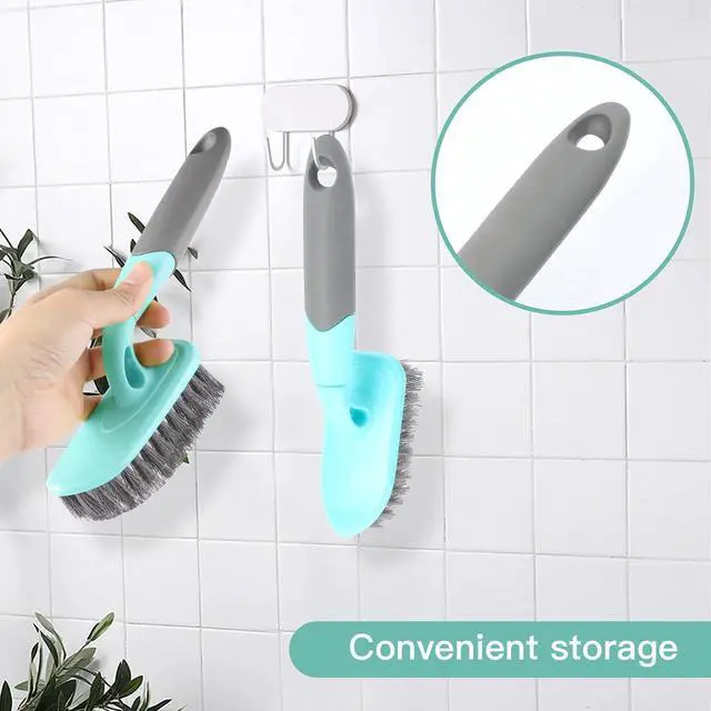 Alt view image 5 of 6 - Scrub Brush, Cleaning Shover Scrubber with Ergonomic Handle Bristles for Bathroom Shower Sink Carpet Floor (9 inch, Blue)