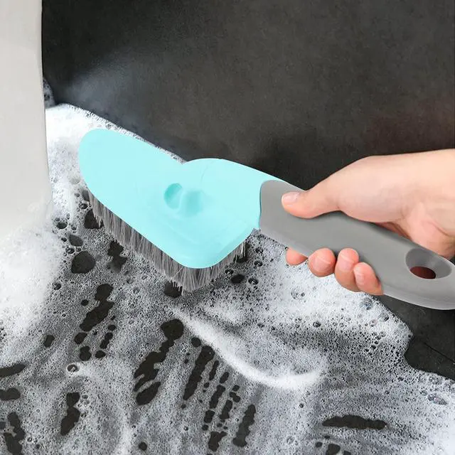 Alt view image 4 of 6 - Scrub Brush, Cleaning Shover Scrubber with Ergonomic Handle Bristles for Bathroom Shower Sink Carpet Floor (9 inch, Blue)