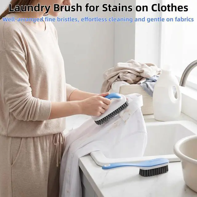 Alt view image 4 of 7 - 2 Pack Soft Bristle Cleaning Brushes Scrub Brush for Stains Laundry Brush | Small Brushes for Cleaning Fabric Easy to Grip Scrubbing Brush Household Cleaning for Clothes,Shoes,Carpet,Bathroom,Floor