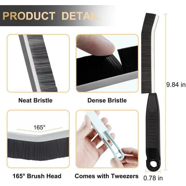 Alt view image 3 of 5 - Hard Bristle Crevice Cleaning Brush,Grout Cleaner Brush,Scrub Brushes for Tile Floor,Gap Cleaning Supplies with Clip for Bathtub,Shower,Kitchen,Home Essentials,Gi-ft for Women Men(3PCS Frosted Black)