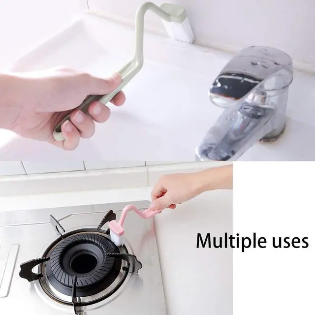 Alt view image 6 of 7 - Plastic Curved Toilet Brush Cleaning Toilet Corner Rim Edge, 2 Pack | Included 2 Pcs, Colors Random, 8" V Type Design, Flexible & Durable, Easy Handy, Handle with Hook, for Bathroom Kitchen Sink