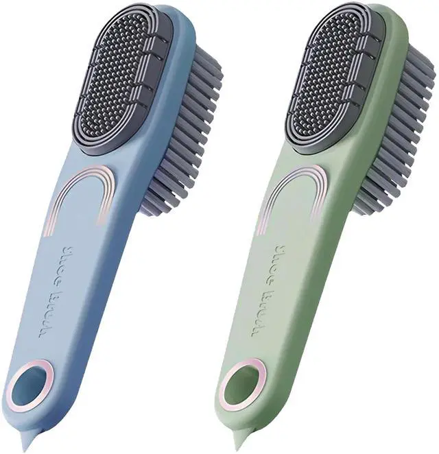 Main image of Laundry Stain Brush Clothes Cleaning Brush Double-Sided Soft Bristle Brush | 2 Pack Long Handle Laundry Brush for Stain Removal Shoes Clothes Scrub Brush Silicone Soft Brush, Sole Cleaning