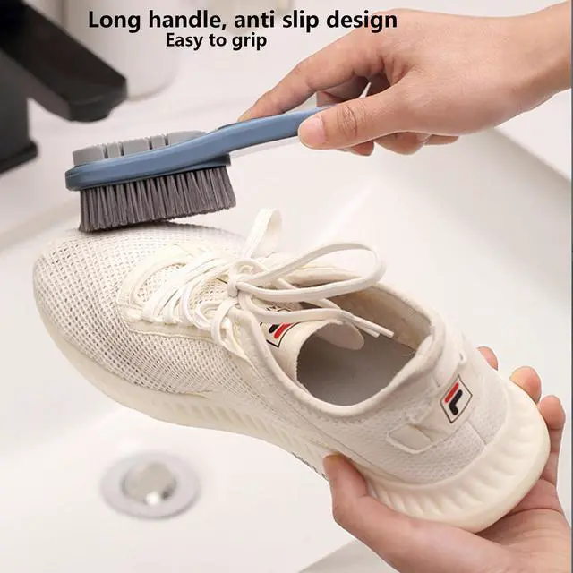 Alt view image 3 of 6 - Laundry Stain Brush Clothes Cleaning Brush Double-Sided Soft Bristle Brush | 2 Pack Long Handle Laundry Brush for Stain Removal Shoes Clothes Scrub Brush Silicone Soft Brush, Sole Cleaning