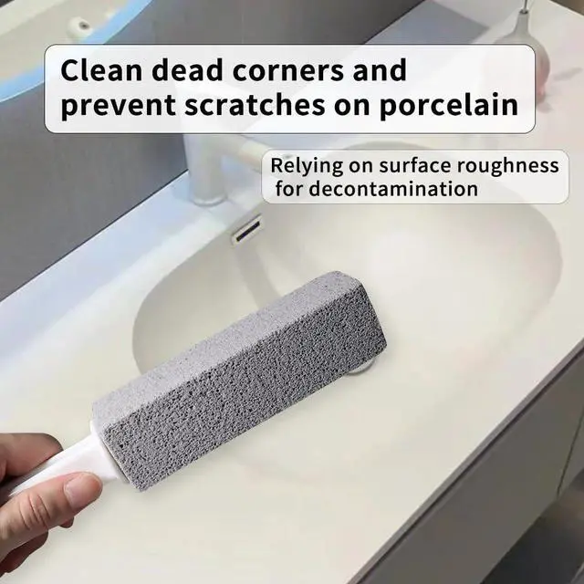 Alt view image 3 of 7 - Pumice Stone for Toilet Cleaning, Pumice Cleaning Stone with Handle, Toilet Cleaner, Pumice Stone, Toilet Wand, Toilet Bowl Cleaner Brush, Toilet Brush (2PCS Gray)