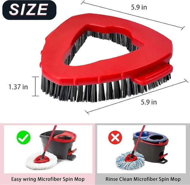 Alt view image 2 of 7 - 2 Pcs Spin Mop Scrub Brush Head Compatible for O Cedar EasyWring 1-Tank System, Hard Bristle Cleaning Brush for Bathroom, Kitchen, Tub and Tile (2pack Brush)