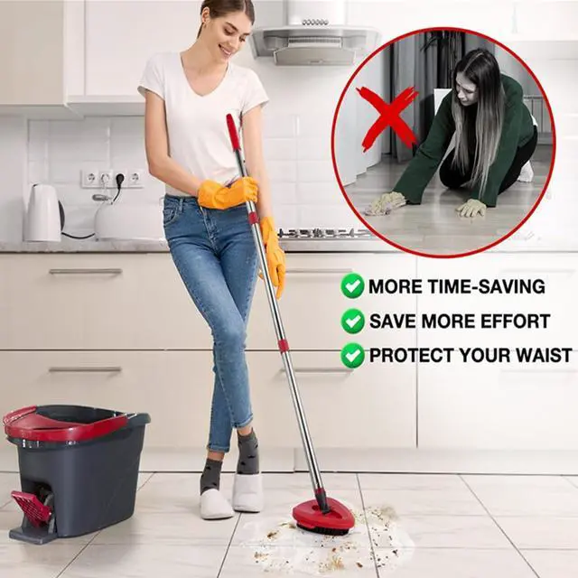 Alt view image 6 of 7 - 2 Pcs Spin Mop Scrub Brush Head Compatible for O Cedar EasyWring 1-Tank System, Hard Bristle Cleaning Brush for Bathroom, Kitchen, Tub and Tile (2pack Brush)