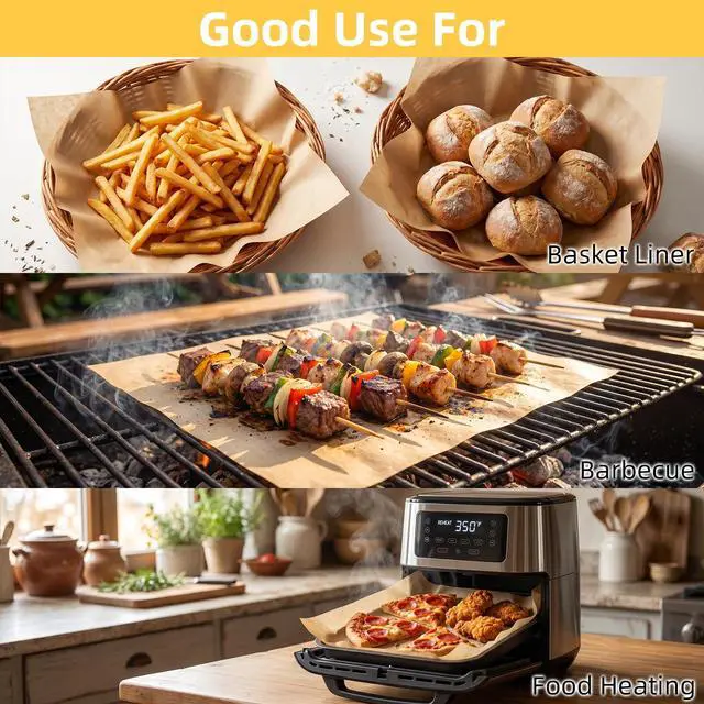 Alt view image 5 of 6 - 12"x12" Grease Resistant Non-Stick Deli Parchment Paper, 100 Pcs | Pre-Cut Unbleached Wax Paper Sheets for Basket Liners, Sandwich Wrappers, Oven Baking & Food Serving