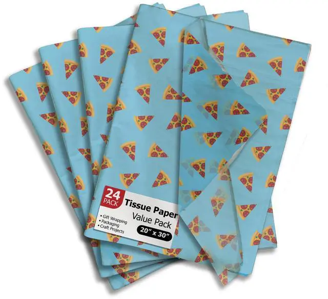 Main image of Pizza Printed Tissue Paper for Gift Bags or Boxes and Wrapping - Food Bulk Decorative Art Tissue Paper for Packaging and Gifting | 24 Sheets 20" x 30"