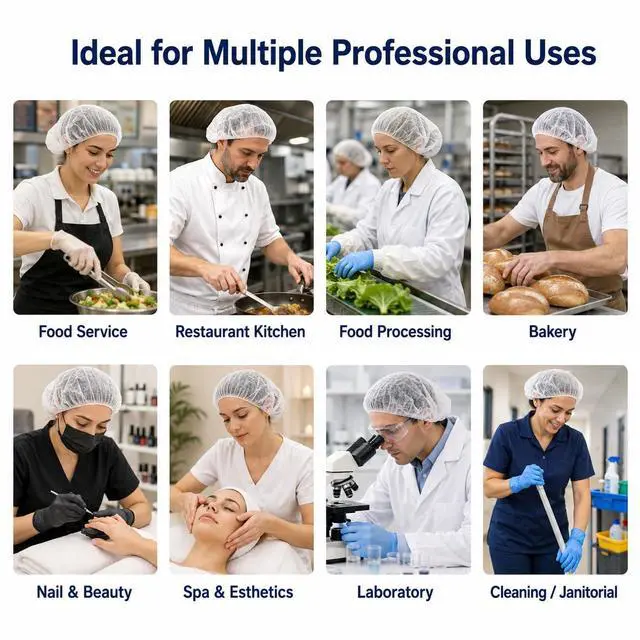 Alt view image 6 of 7 - Disposable Bouffant Caps, 21inches Hair Net, Elastic Dust Cap for Food Service, Cooking, Salon,Spa,Spray tans, Restaurant,Industry,Garden,Kitchen Head Cover (White)