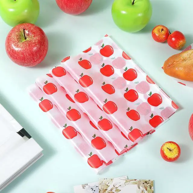 Alt view image 2 of 7 - 150 Pcs Back to School Apple Wax Paper Sheets for Food Deli, 9.8 x 8.3 inch Apple Patterns Greaseproof Wrapping Paper for Sandwich Picnic Basket Liner Beach Pool Back to School Birthday Party Supplies