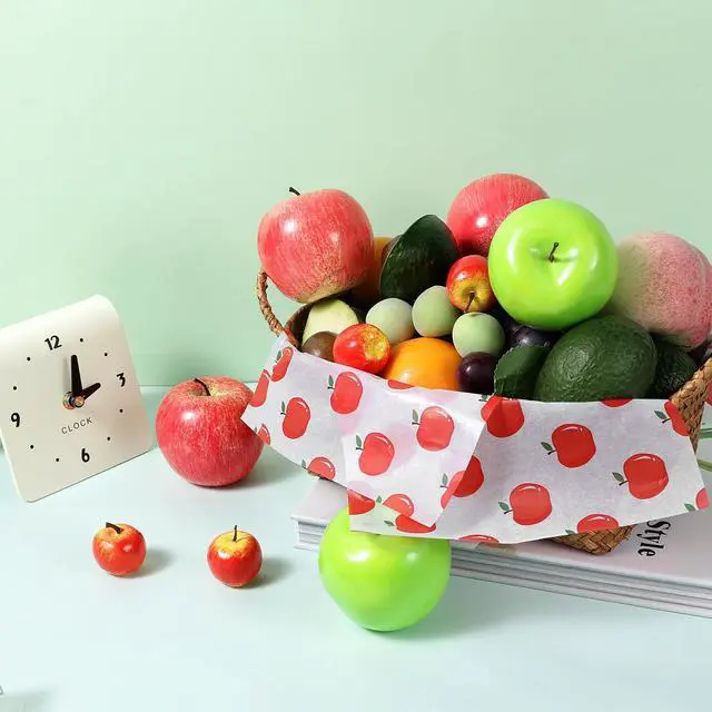Alt view image 4 of 7 - 150 Pcs Back to School Apple Wax Paper Sheets for Food Deli, 9.8 x 8.3 inch Apple Patterns Greaseproof Wrapping Paper for Sandwich Picnic Basket Liner Beach Pool Back to School Birthday Party Supplies