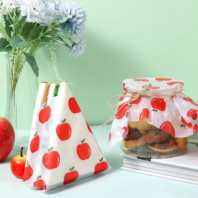 Alt view image 6 of 7 - 150 Pcs Back to School Apple Wax Paper Sheets for Food Deli, 9.8 x 8.3 inch Apple Patterns Greaseproof Wrapping Paper for Sandwich Picnic Basket Liner Beach Pool Back to School Birthday Party Supplies