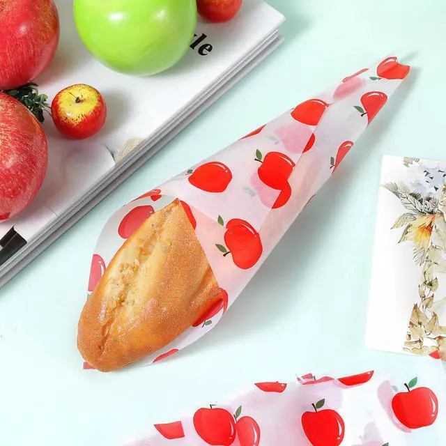 Alt view image 7 of 7 - 150 Pcs Back to School Apple Wax Paper Sheets for Food Deli, 9.8 x 8.3 inch Apple Patterns Greaseproof Wrapping Paper for Sandwich Picnic Basket Liner Beach Pool Back to School Birthday Party Supplies