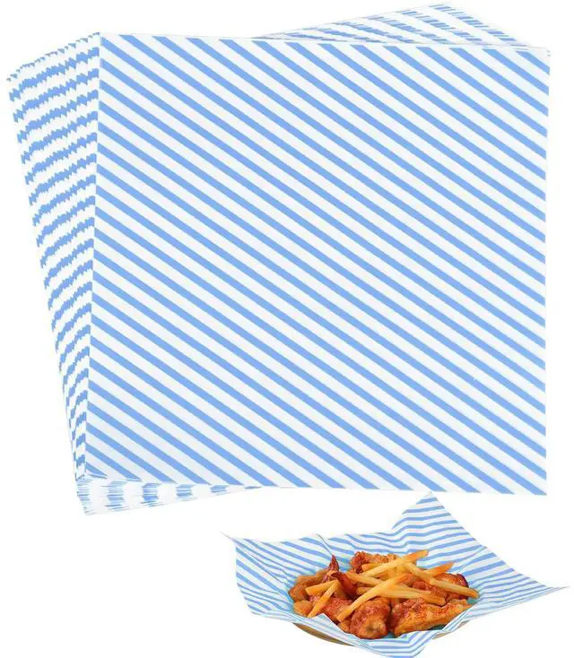 Main image of 100 PCS Deli Paper Sheets 12 * 12 Inch, Food-graded Greaseproof Paper Food Basket Liners for Sandwiches, Burgers, Fries Wrapping Paper for Party, Festival and Outdoors - Blue