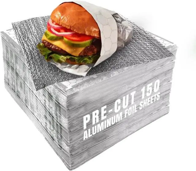Alt view image 3 of 7 - 150 sheets Insulation Sandwich Wrapping Paper Aluminum Foil Sheets - 10 3/4" x14" - Aluminum Foil Sandwich Wrap Sheets For Sandwich Wraps, Burritos and BBQ