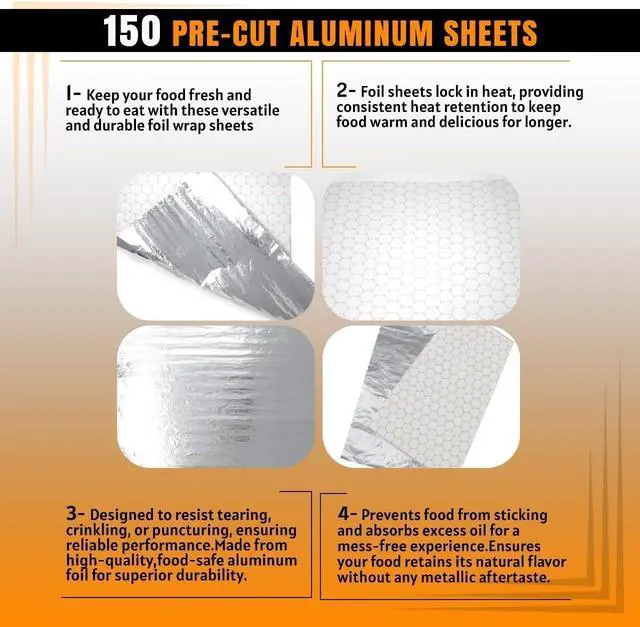 Alt view image 4 of 7 - 150 sheets Insulation Sandwich Wrapping Paper Aluminum Foil Sheets - 10 3/4" x14" - Aluminum Foil Sandwich Wrap Sheets For Sandwich Wraps, Burritos and BBQ