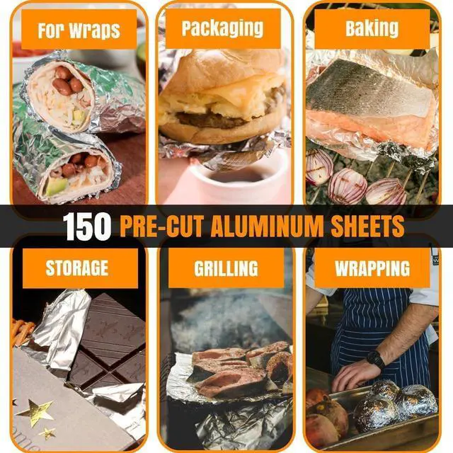 Alt view image 5 of 7 - 150 sheets Insulation Sandwich Wrapping Paper Aluminum Foil Sheets - 10 3/4" x14" - Aluminum Foil Sandwich Wrap Sheets For Sandwich Wraps, Burritos and BBQ