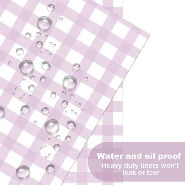 Alt view image 3 of 6 - =200 Pcs Purple Checkered Wax Paper Sheets 7 x 7 Inch Deli Paper | Printed Parchment Paper Sheets Food Basket Liners for Sandwich, Burgers, Greaseproof Disposable Outdoor Picnic Party Supplies
