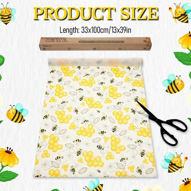 Alt view image 2 of 7 - Reusable Beeswax Wraps Roll 13 x 39 Inch, Organic Eco-Friendly Sustainable Beeswax Food Wraps, Food Storage Wraps Beeswax Paper Cloth for Sandwich, Cheese, Fruit, Bread, Snacks