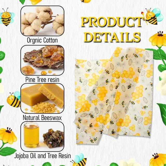 Alt view image 3 of 7 - Reusable Beeswax Wraps Roll 13 x 39 Inch, Organic Eco-Friendly Sustainable Beeswax Food Wraps, Food Storage Wraps Beeswax Paper Cloth for Sandwich, Cheese, Fruit, Bread, Snacks