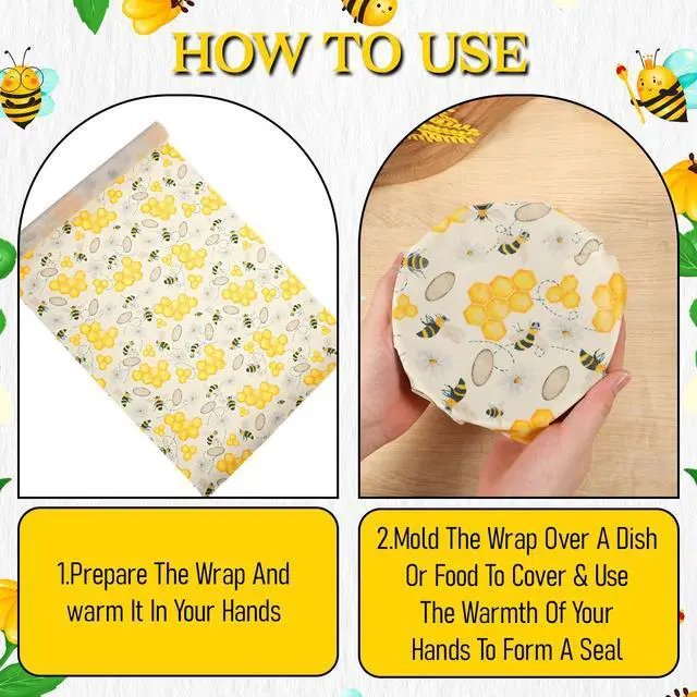 Alt view image 7 of 7 - Reusable Beeswax Wraps Roll 13 x 39 Inch, Organic Eco-Friendly Sustainable Beeswax Food Wraps, Food Storage Wraps Beeswax Paper Cloth for Sandwich, Cheese, Fruit, Bread, Snacks