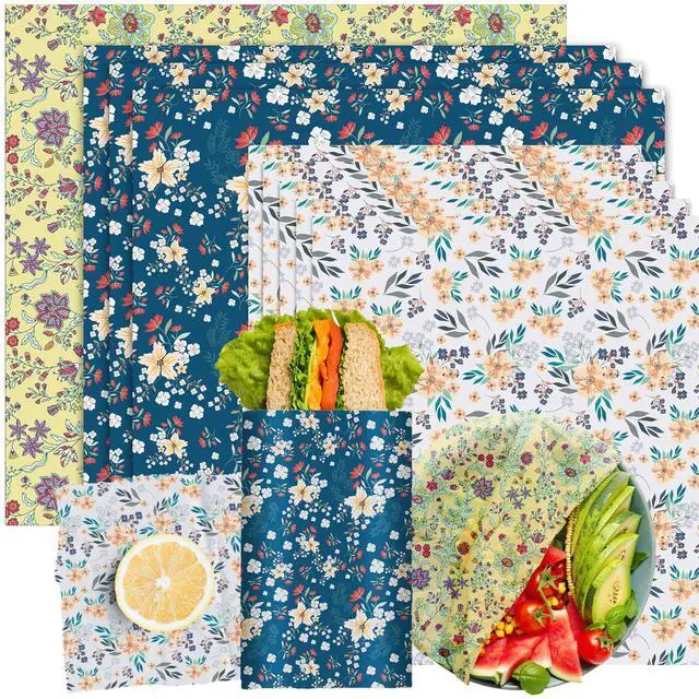 Main image of Reusable Beeswax Food Wraps 9-Pack | Organic Eco-Friendly Sustainable Plastic-Free for Sandwiches, Bread, Produce & Leftovers | Zero Waste Food Storage Variety Pack (1XL, 3M, 5S)
