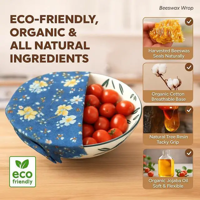 Alt view image 3 of 7 - Reusable Beeswax Food Wraps 9-Pack | Organic Eco-Friendly Sustainable Plastic-Free for Sandwiches, Bread, Produce & Leftovers | Zero Waste Food Storage Variety Pack (1XL, 3M, 5S)