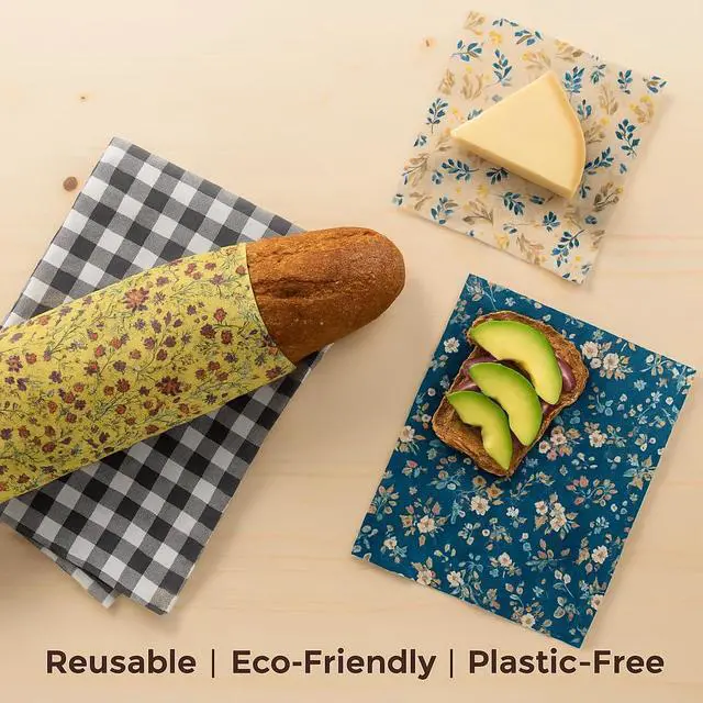 Alt view image 6 of 7 - Reusable Beeswax Food Wraps 9-Pack | Organic Eco-Friendly Sustainable Plastic-Free for Sandwiches, Bread, Produce & Leftovers | Zero Waste Food Storage Variety Pack (1XL, 3M, 5S)