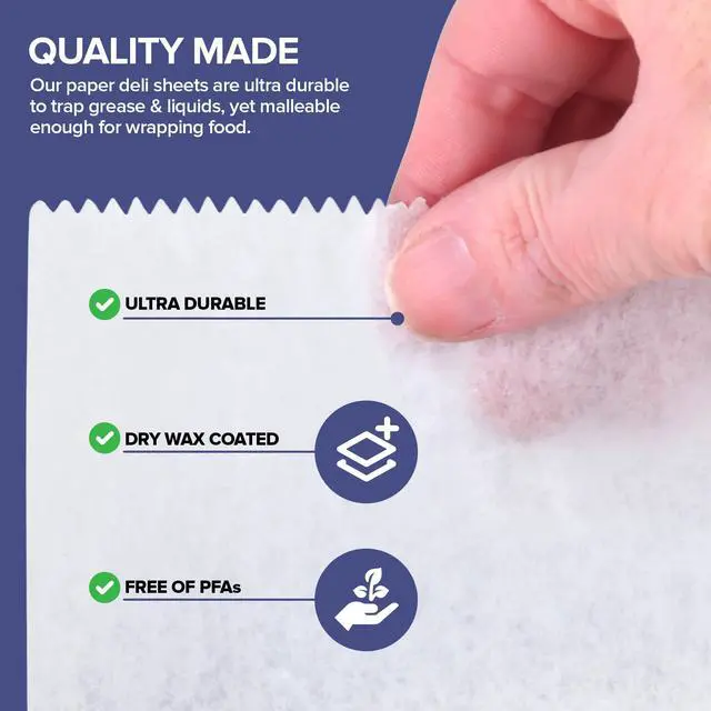 Alt view image 3 of 7 - 500 Count Pre-Cut Deli Wax Sheets, 6 Heavy Duty Pop Up Dry Wax for Restaurant, Disposable Deli Wrap for Burrito, Hot Dog or Sandwich, Stock Your Home
