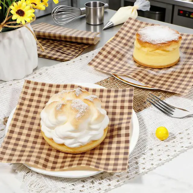 Alt view image 5 of 5 - 100 Pcs 8.66×8.66 Inch Greaseproof Wax Deli Paper Sheets, Checkered Food Wrapping Sheets & Basket Liners For BBQ Picnic Party Lunch Burger & Bread